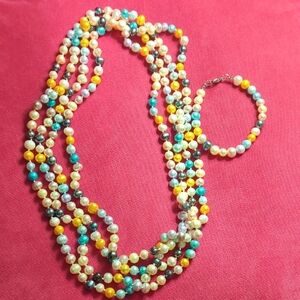 Multicolor Beaded Necklace and Bracelet Set